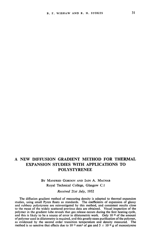 A new diffusion gradient method for thermal expansion studies with applications to polystyrenee