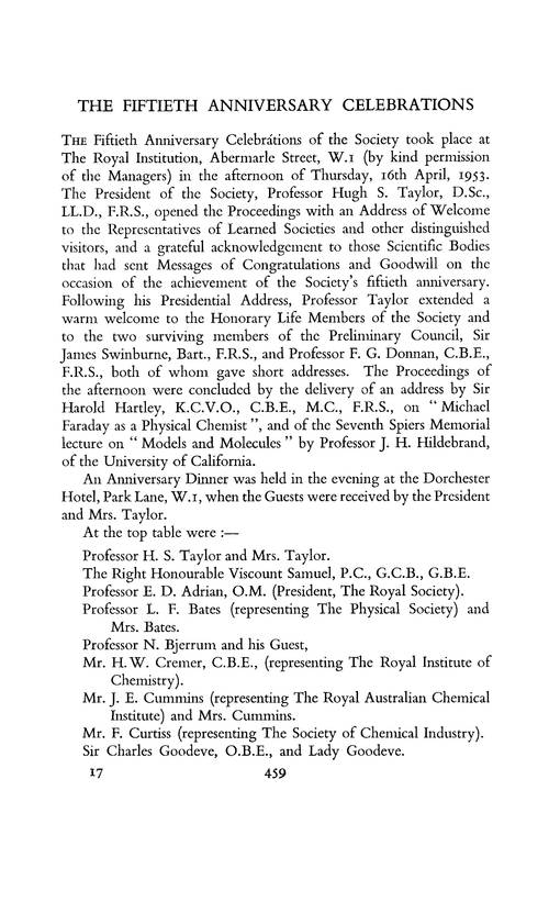 The Fiftieth Anniversary Celebrations