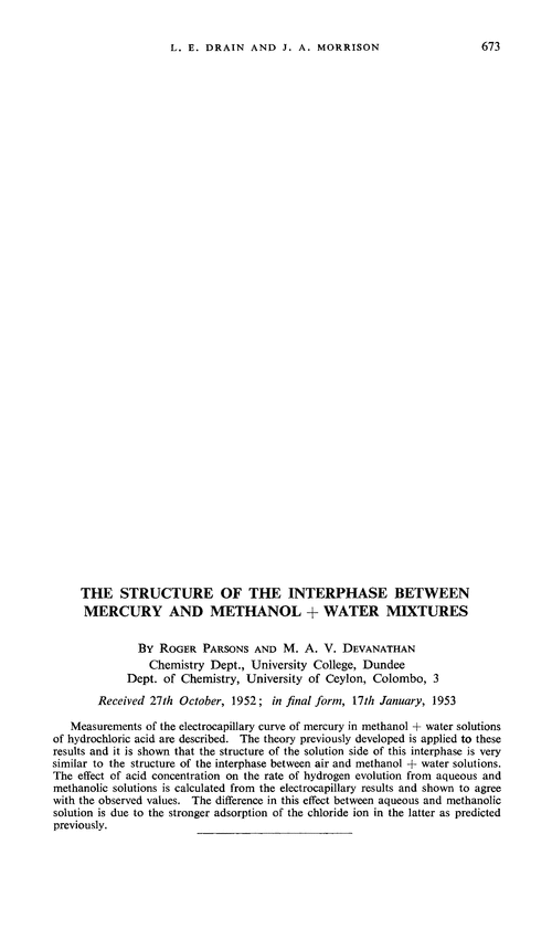The structure of the interphase between mercury and methanol + water mixtures