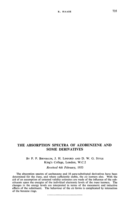 The absorption spectra of azobenzene and some derivatives