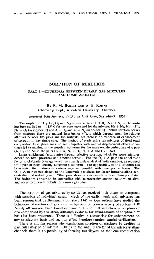 Sorption of mixtures. Part 2.—Equilibria between binary gas mixtures and some zeolites