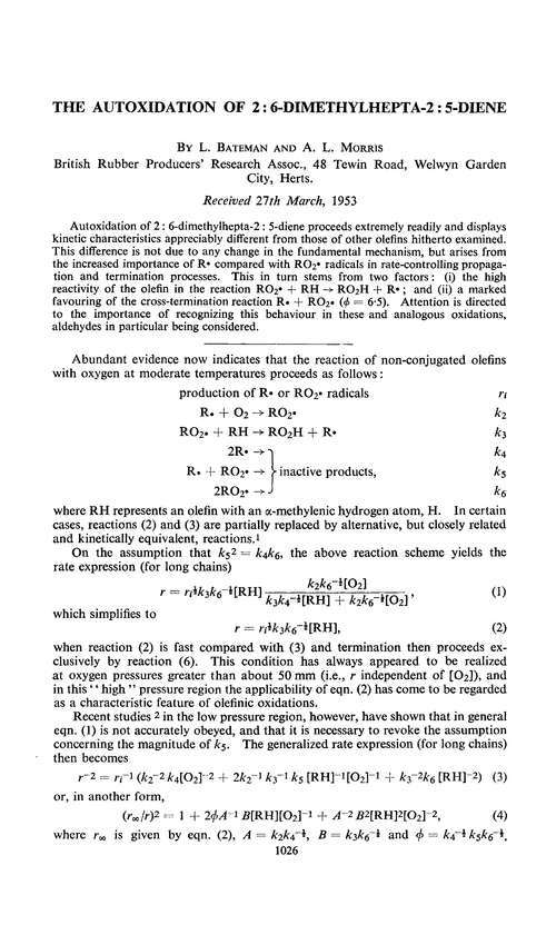 The autoxidation of 2:6-dimethylhepta-2:5-diene