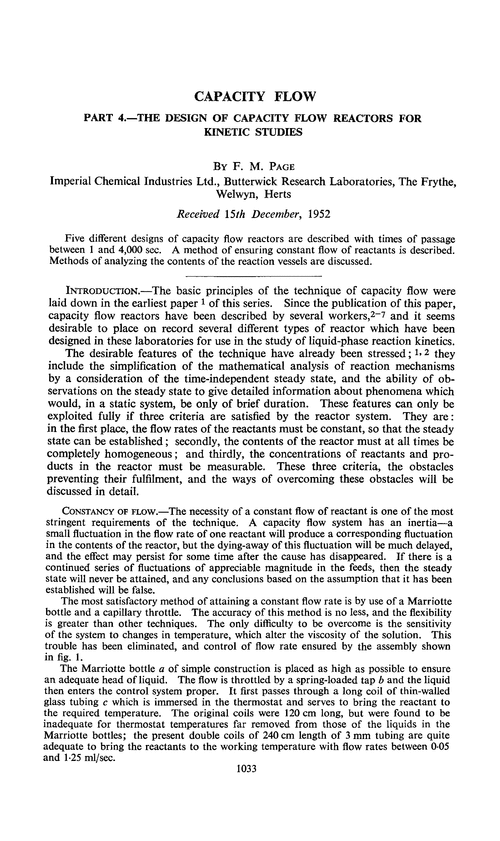 Capacity flow. Part 4.—The design of capacity flow reactors for kinetic studies