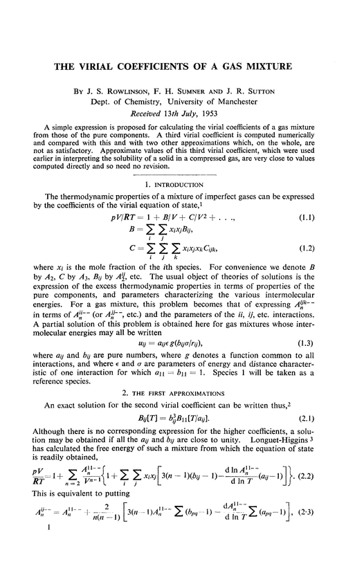 The virial coefficients of a gas mixture