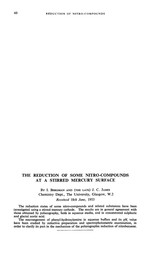 The reduction of some nitro-compounds at a stirred mercury surface