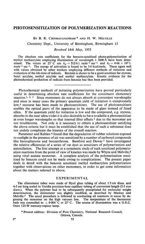 Photosensitization of polymerization reactions