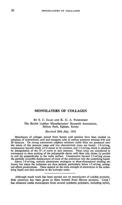 Monolayers of collagen