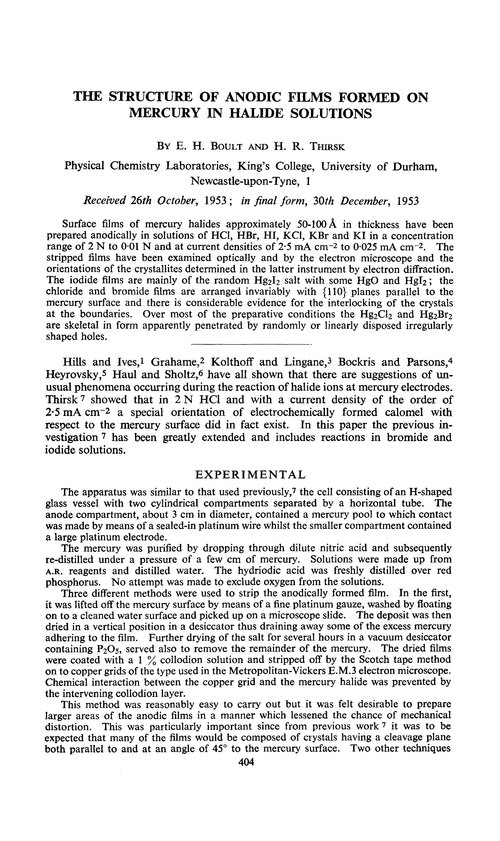 The structure of anodic films formed on mercury in halide solutions