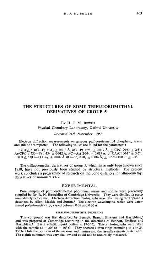 The structures of some trifluoromethyl derivatives of group 5