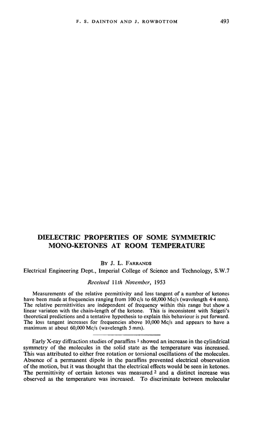 Dielectric properties of some symmetric mono-ketones at room temperature