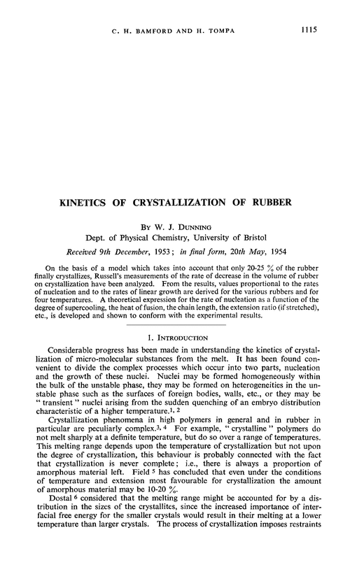 Kinetics of crystallization of rubber