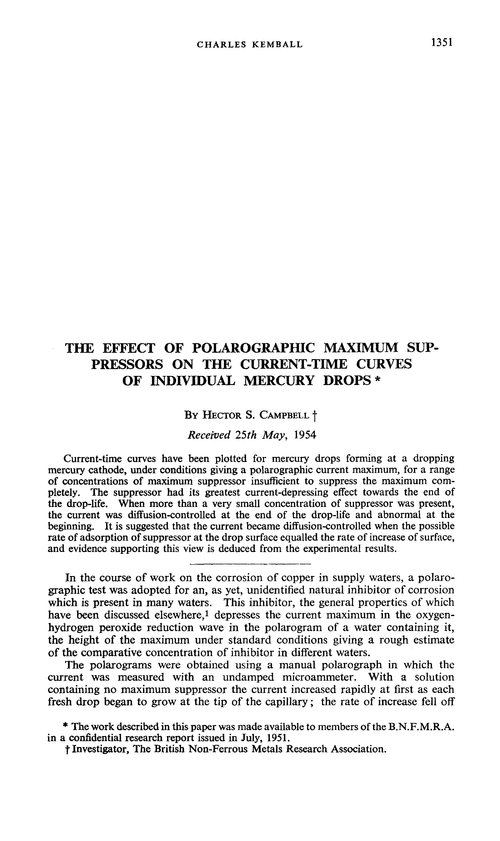 The effect of polarographic maximum suppressors on the current-time curves of individual mercury drops