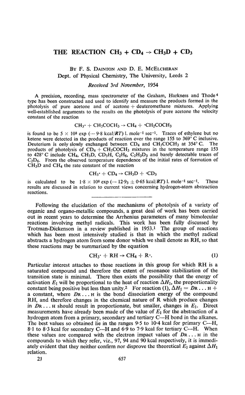 The reaction CH3+ CD4→ CH3D + CD3