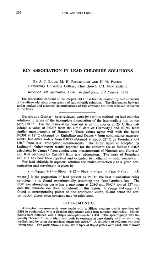 Ion association in lead chloride solutions