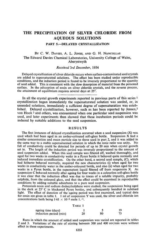 The precipitation of silver chloride from aqueous solutions. Part 5.—Delayed crystallization