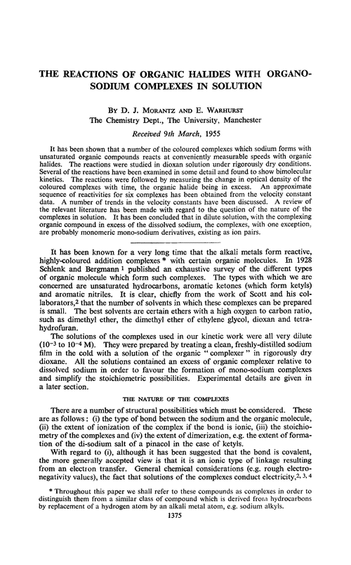 The reactions of organic halides with organo-sodium complexes in solution