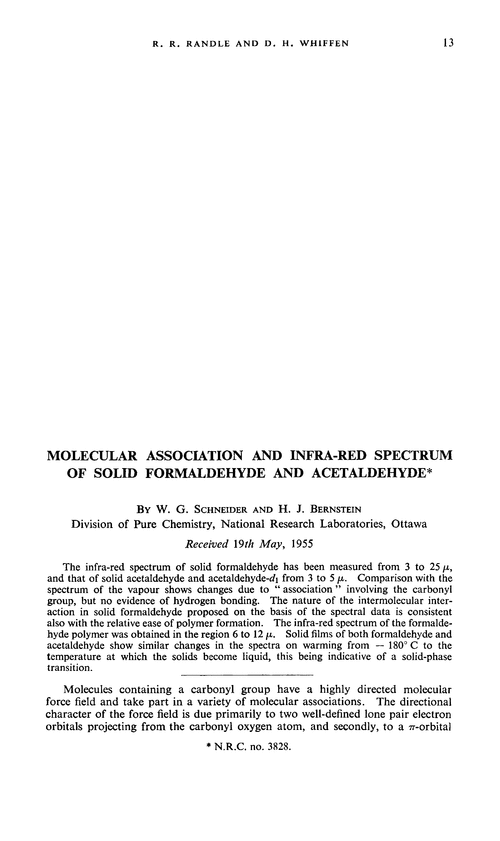 Molecular association and infra-red spectrum of solid formaldehyde and acetaldehyde