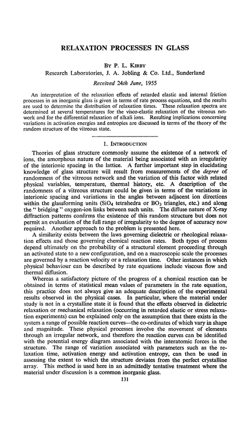 Relaxation processes in glass