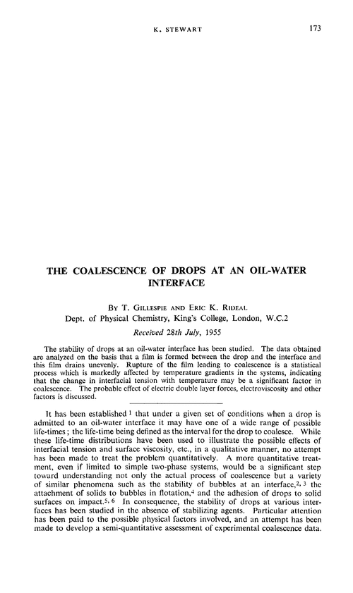 The coalescence of drops at an oil-water interface