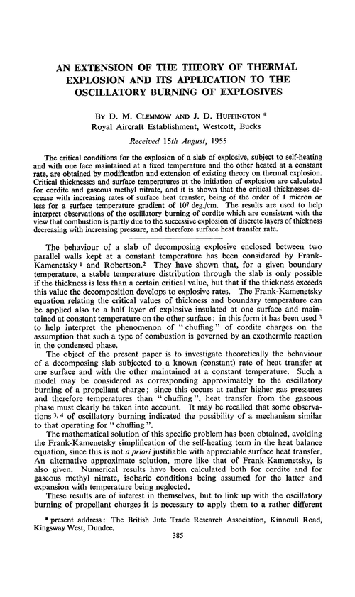 An extension of the theory of thermal explosion and its application to the oscillatory burning of explosives