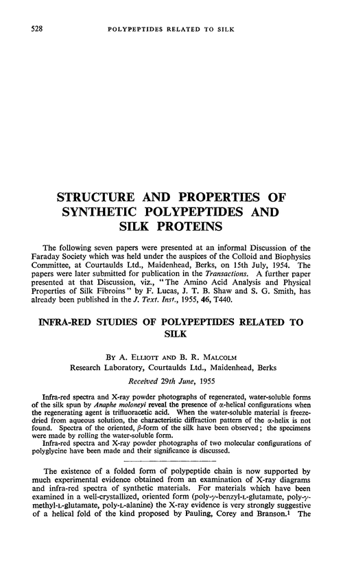 Structure and properties of synthetic polypeptides and silk proteins