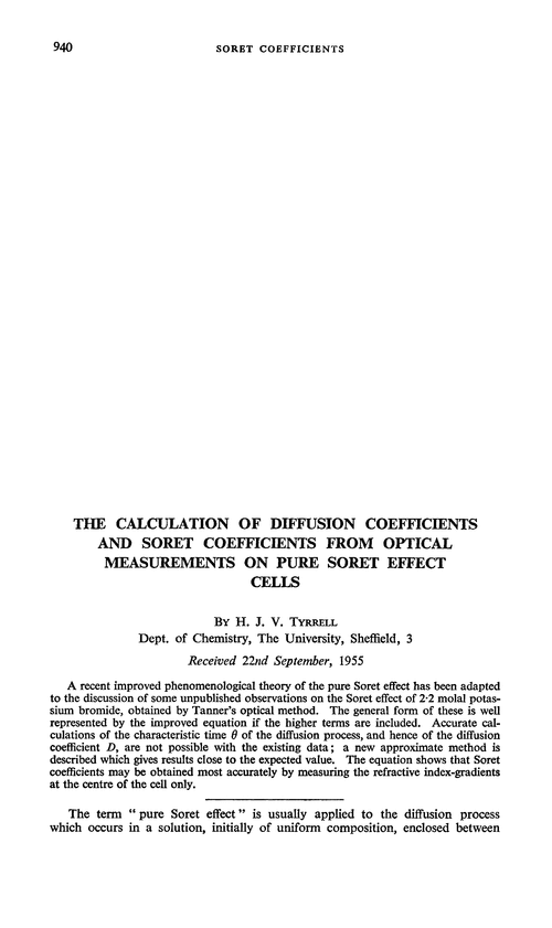 The calculation of diffusion coefficients and Soret coefficients from optical measurements on pure Soret effect cells