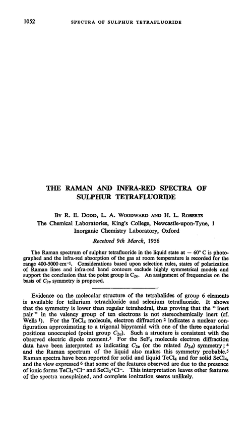 The Raman and infra-red spectra of sulphur tetrafluoride