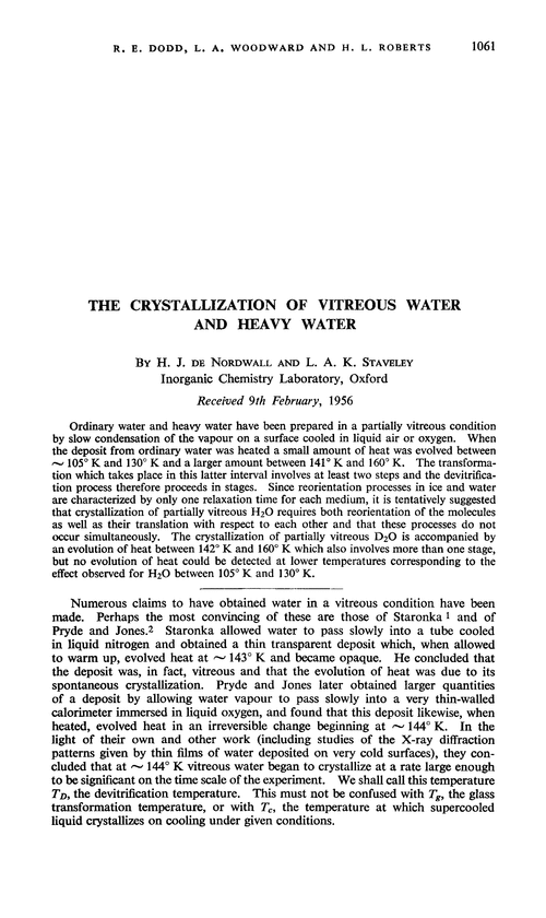 The crystallization of vitreous water and heavy water