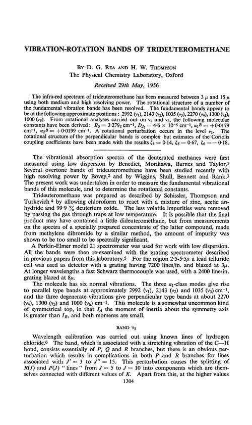 Vibration-rotation bands of trideuteromethane