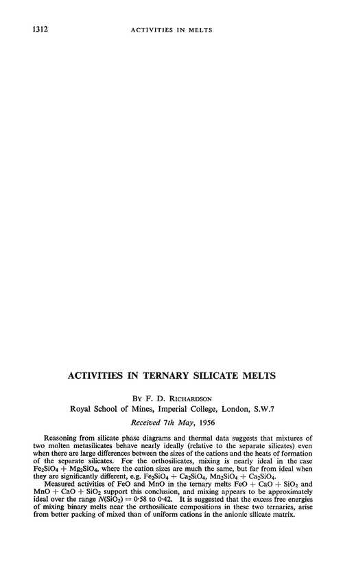 Activities in ternary silicate melts