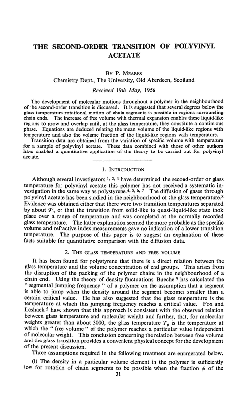 The second-order transition of polyvinyl acetate