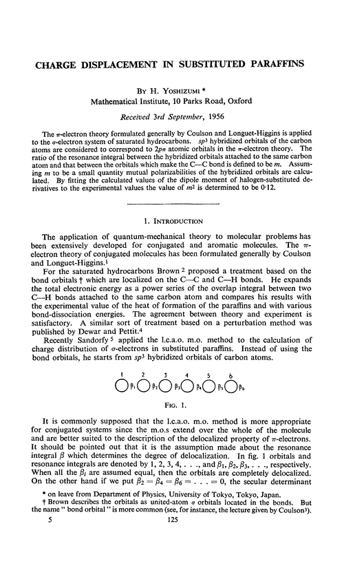 Charge displacement in substituted paraffins