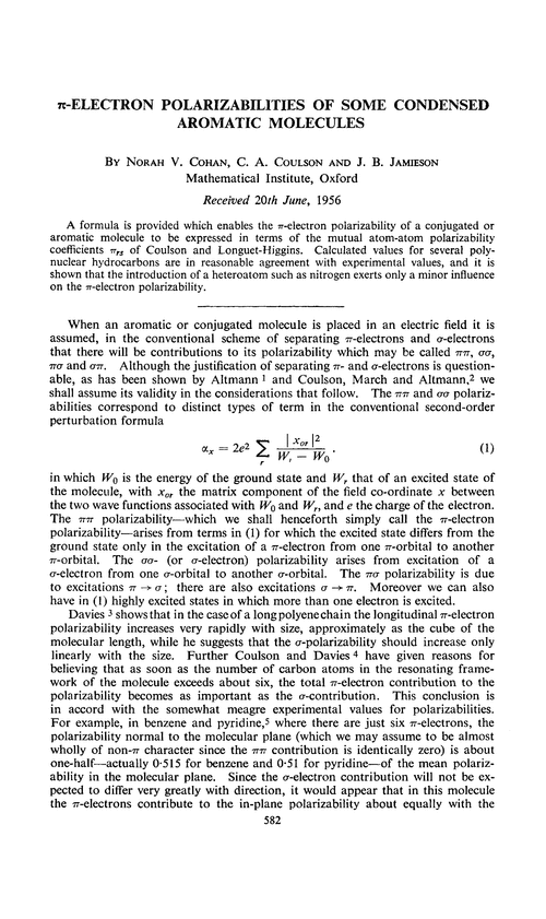 π-Electron polarizabilities of some condensed aromatic molecules