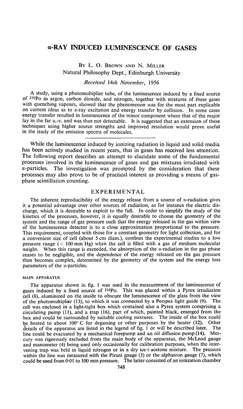 α-Ray induced luminescence of gases