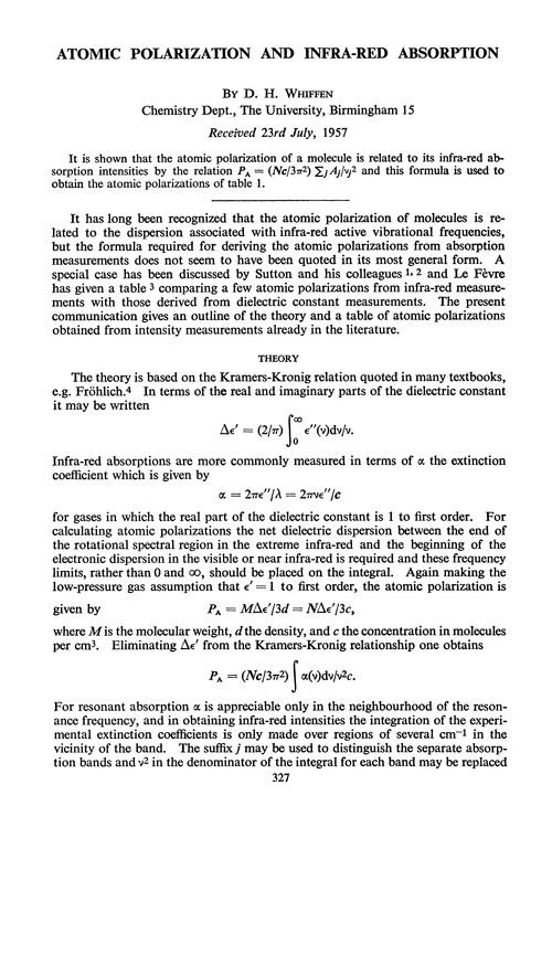 Atomic polarization and infra-red absorption