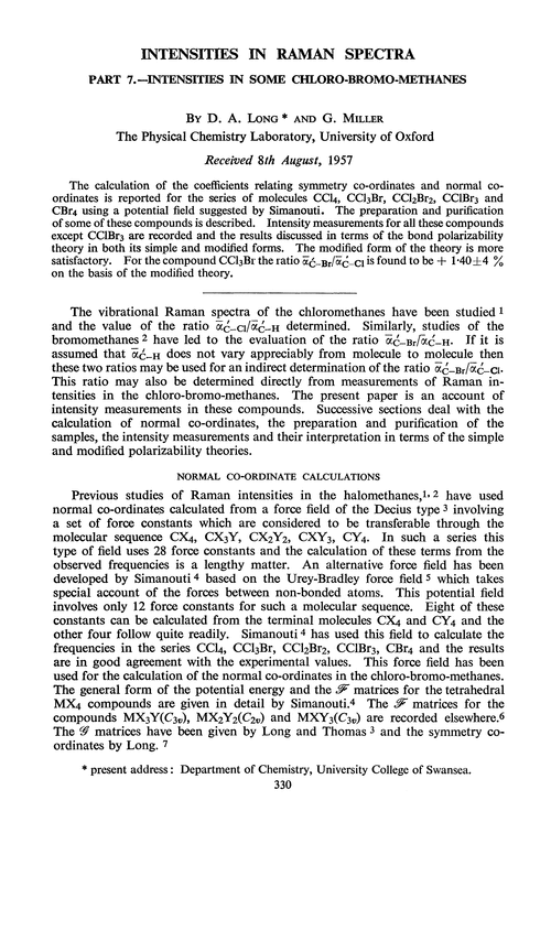 Intensities in Raman spectra. Part 7.—Intensities in some chloro-bromo-methanes