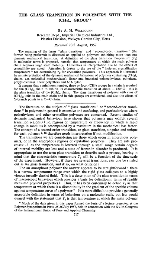 The glass transition in polymers with the (CH2) group