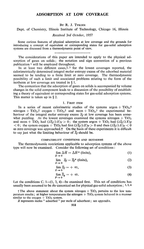 Adsorption at low coverage