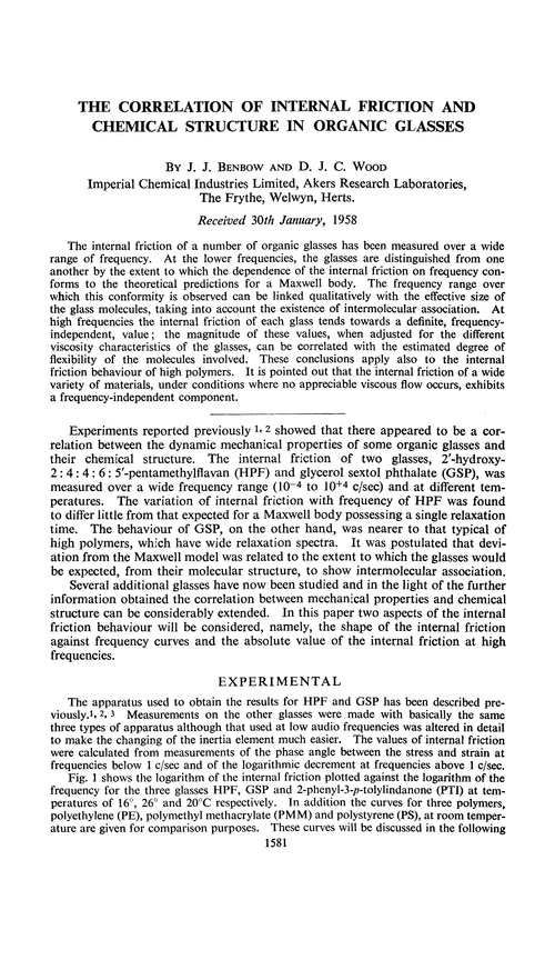 The correlation of internal friction and chemical structure in organic glasses