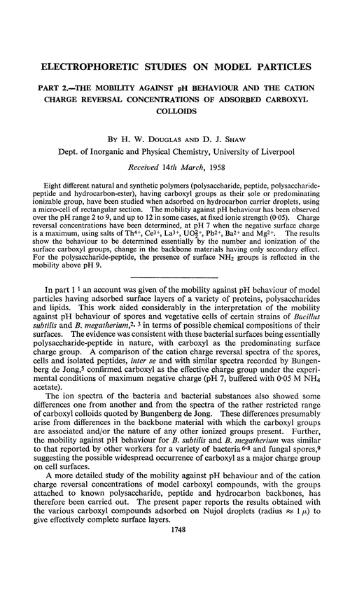 Electrophoretic studies on model particles. Part 2.—The mobility against pH behaviour and the cation charge reversal concentrations of adsorbed carboxyl colloids