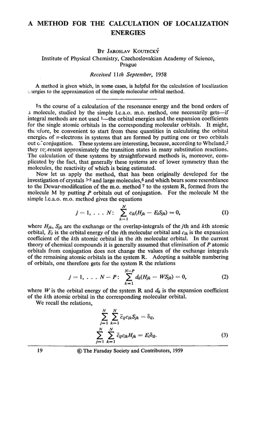 A method for the calculation of localization energies