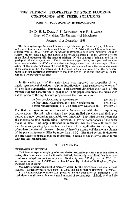 The physical properties of some fluorine compounds and their solutions. Part 4.—Solutions in hydrocarbons
