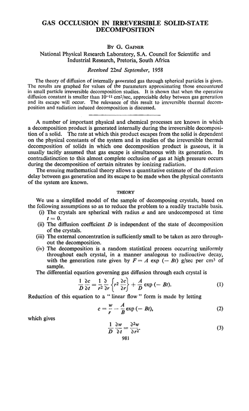 Gas occlusion in irreversible solid-state decomposition