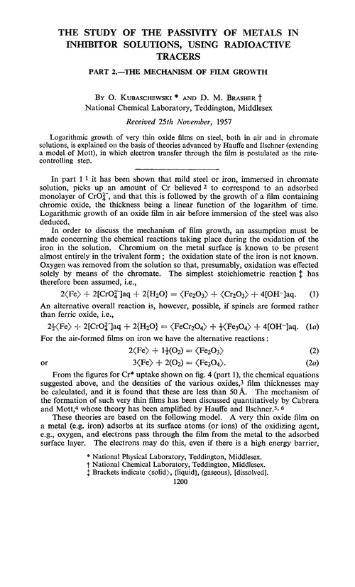 The study of the passivity of metals in inhibitor solutions, using radioactive tracers. Part 2.—The mechanism of film growth