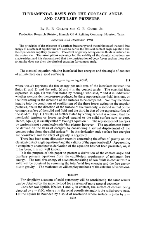 Fundamental basis for the contact angle and capillary pressure