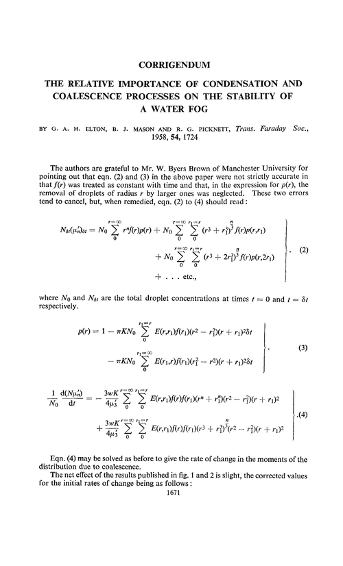 Corrigendum. The relative importance of condensation and coalescence processes on the stability of a water fog