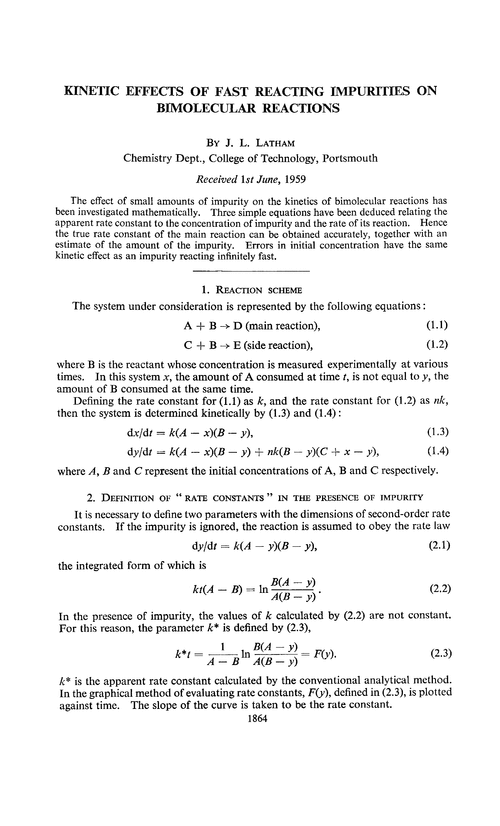 Kinetic effects of fast reacting impurities on bimolecular reactions