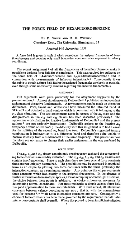 The force field of hexafluorobenzene