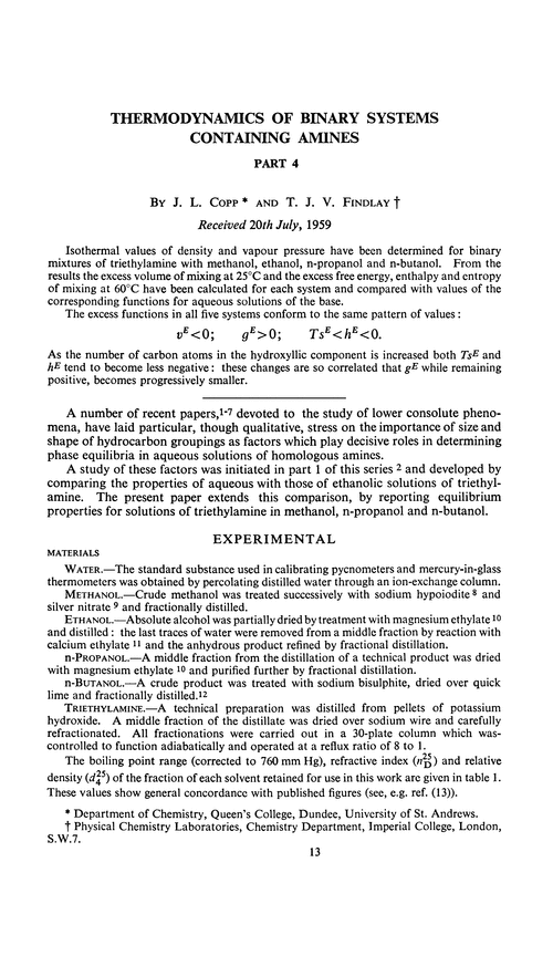 Thermodynamics of binary systems containing amines. Part 4