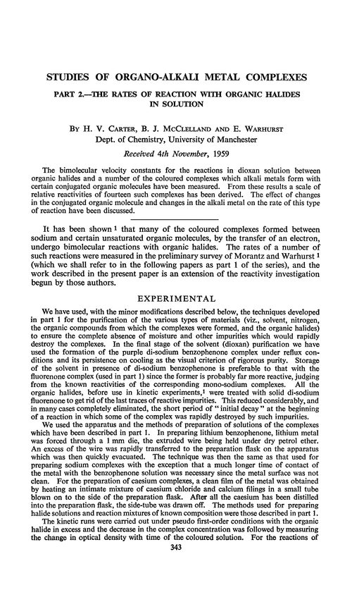 Studies of organo-alkali metal complexes. Part 2.—The rates of reaction with organic halides in solution